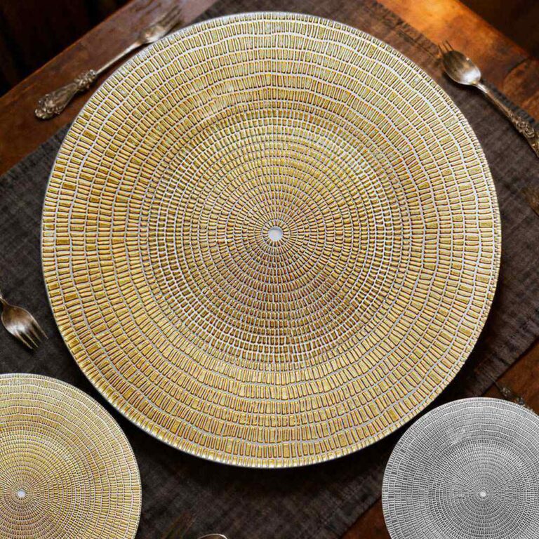 Luxury Gold Plated Mosaic Texture Glass Charger Plate