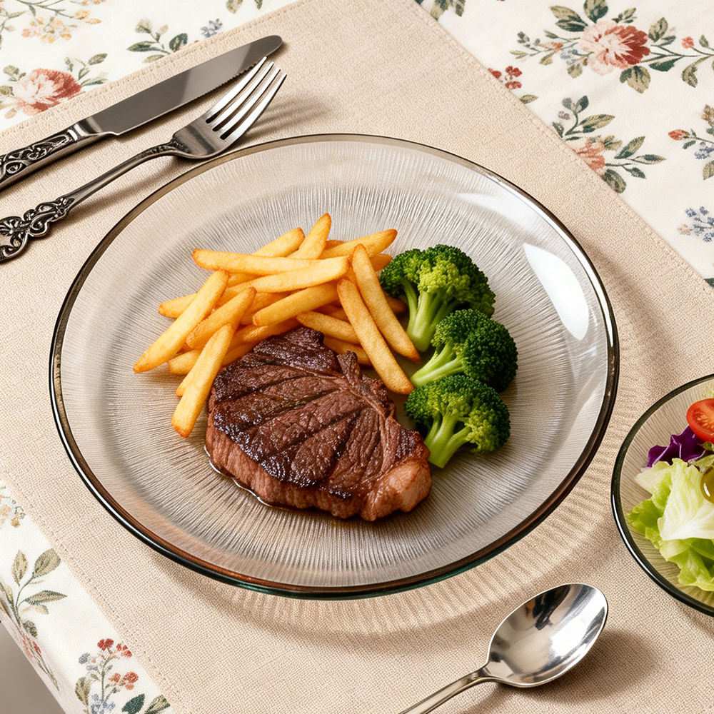 Luxury Gold Sunburst Texture Glass Charger Plate