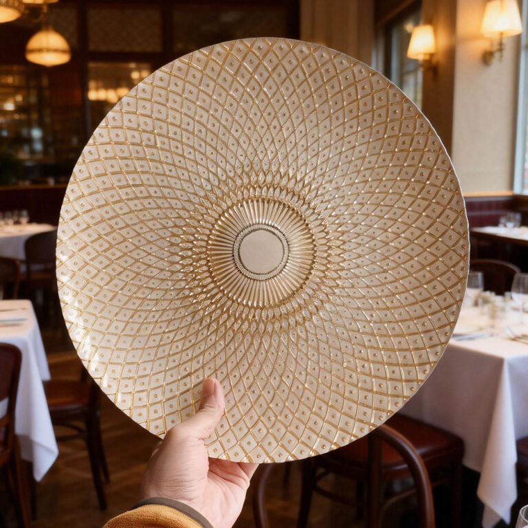 Luxury Gold Rimmed Radial Diamond Glass Charger Plate