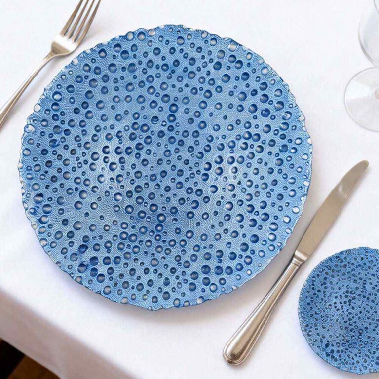 Dreamy Water Blue Hammered Glass Charger Plate