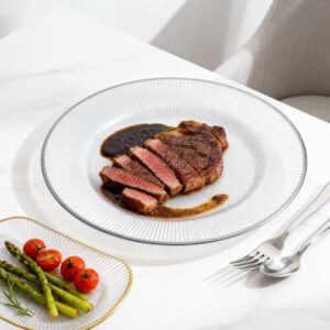 Luxury Pink Gold Rimmed Sunburst Glass Charger Plate