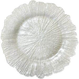 Luxury Tree-Textured Flower Shaped Glass Charger Plate