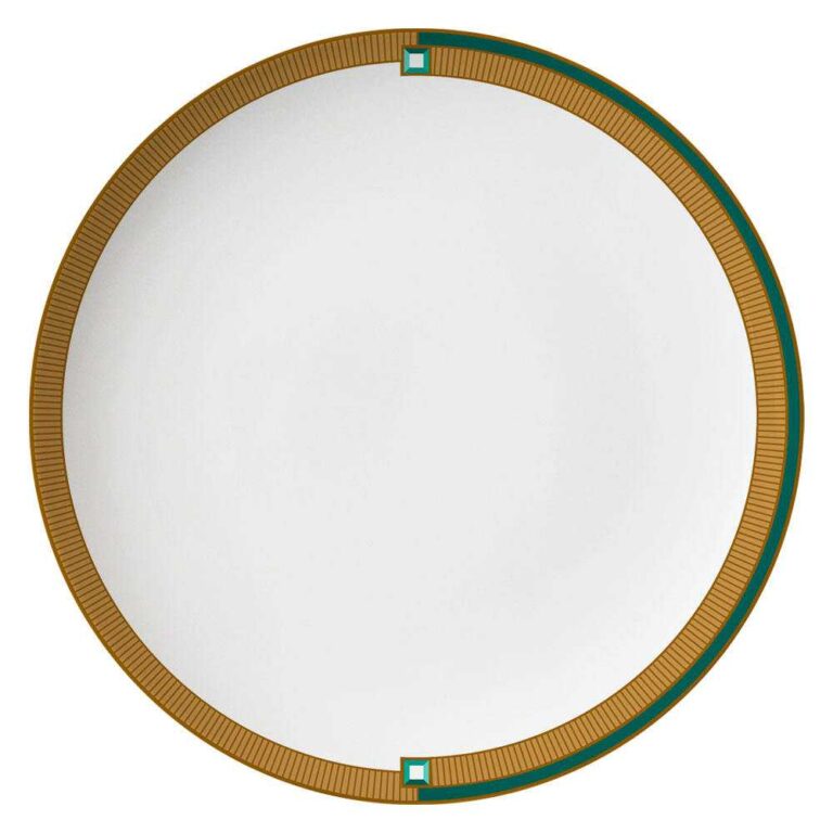 Art Deco Style Green & Gold Geometric Bone China Dinnerware Set