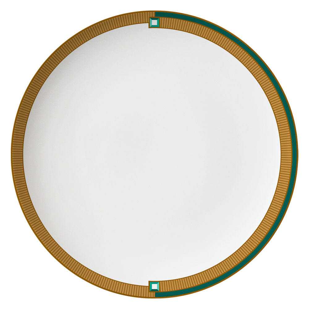 Art Deco Style Green & Gold Geometric Bone China Dinnerware Set 