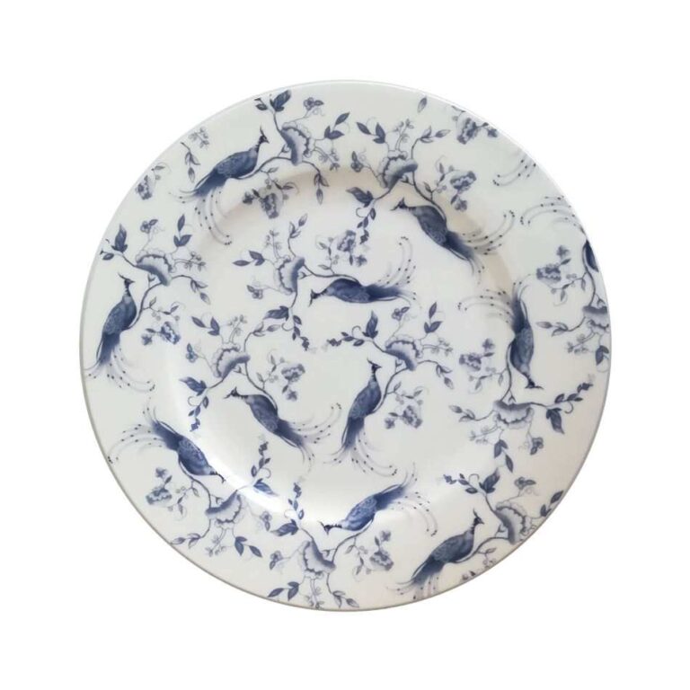 Luxury Blue White Peacock Floral Bone China Dinnerware Set