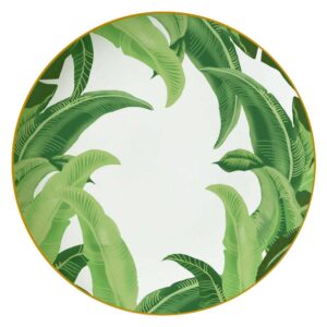 Luxury Tropical Banana Leaf Gold Rimmed Bone China Dinnerware Set