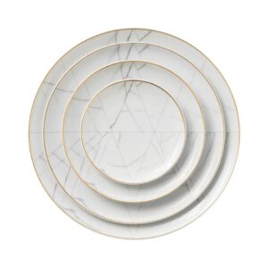 Luxury Marble Patterned Gold Rimmed Bone China Dinnerware Set