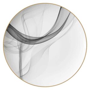 Modern Art Smoke Pattern Gold-Rimmed Bone China Dinnerware Set