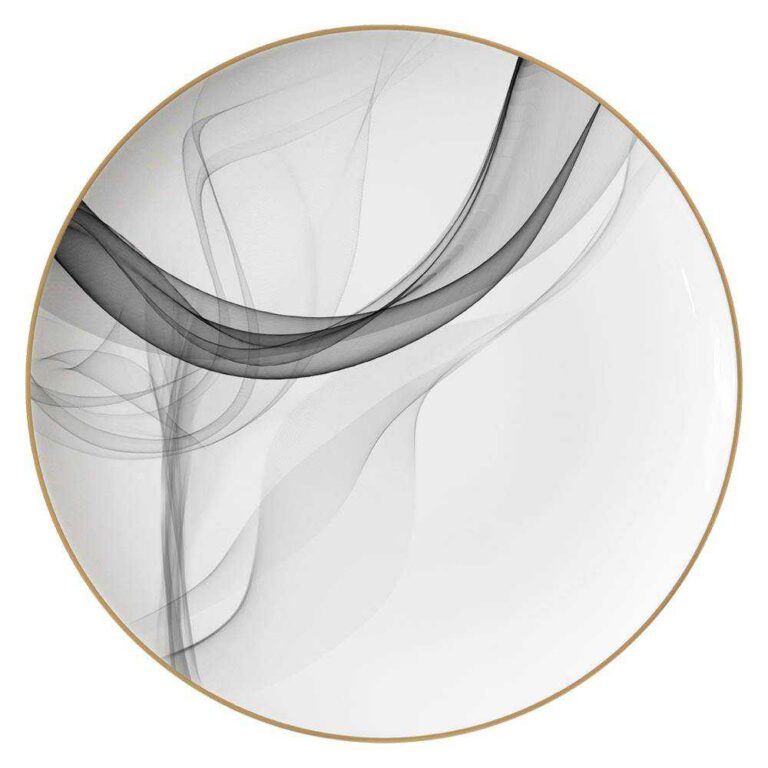 Modern Art Smoke Pattern Gold-Rimmed Bone China Dinnerware Set