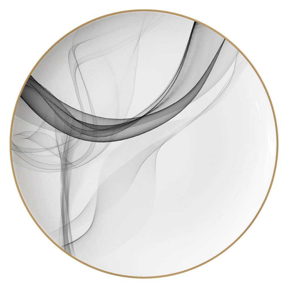 Modern Art Smoke Pattern Gold-Rimmed Bone China Dinnerware Set