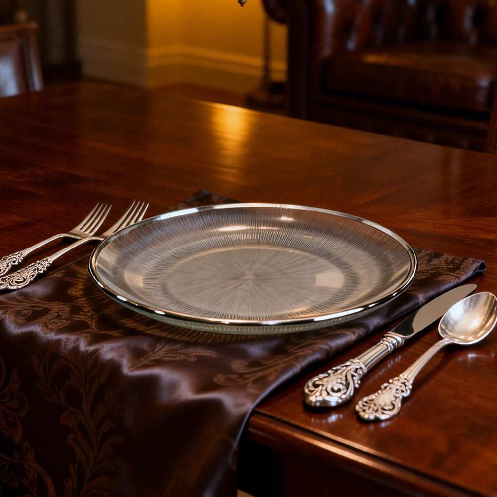 Luxury Gold Sunburst Texture Glass Charger Plate