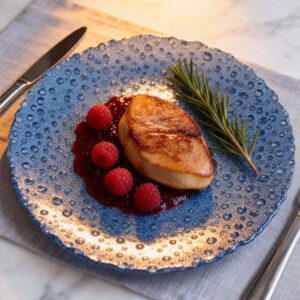 Dreamy Water Blue Hammered Glass Charger Plate