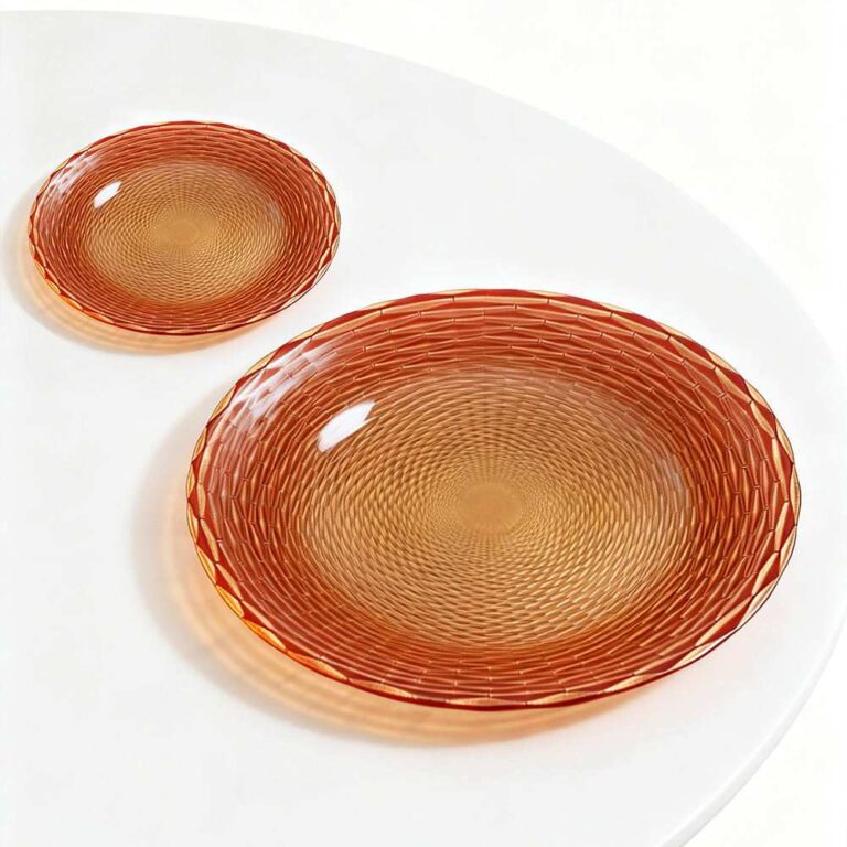 Warm Brown Woven Texture Glass Charger Plate