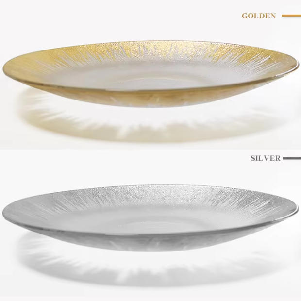 Luxury Gold Foil Radial Glass Charger Plate