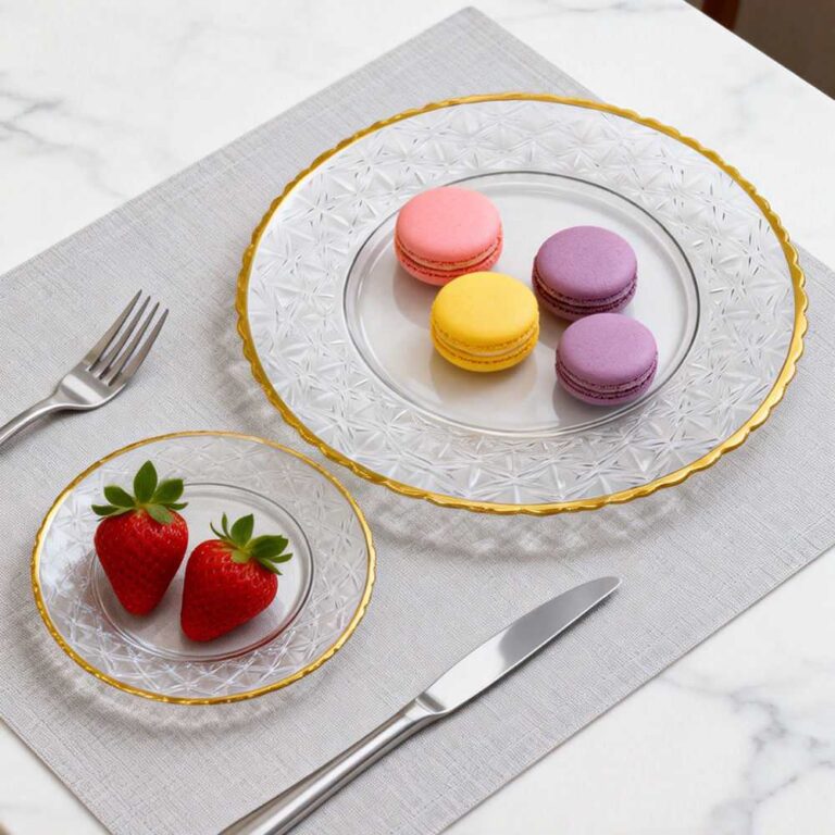 Luxury Gold Rimmed Starburst Pattern Glass Charger Plate