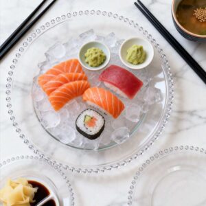 Luxury Gold Beaded Glass Charger Plate