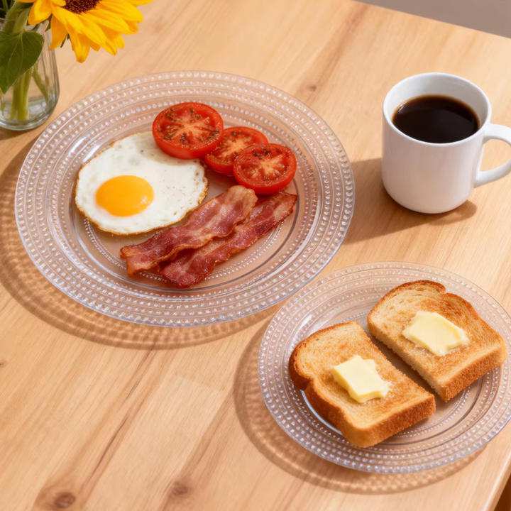 Luxury Concentric Beaded Pattern Clear Glass Charger Plate