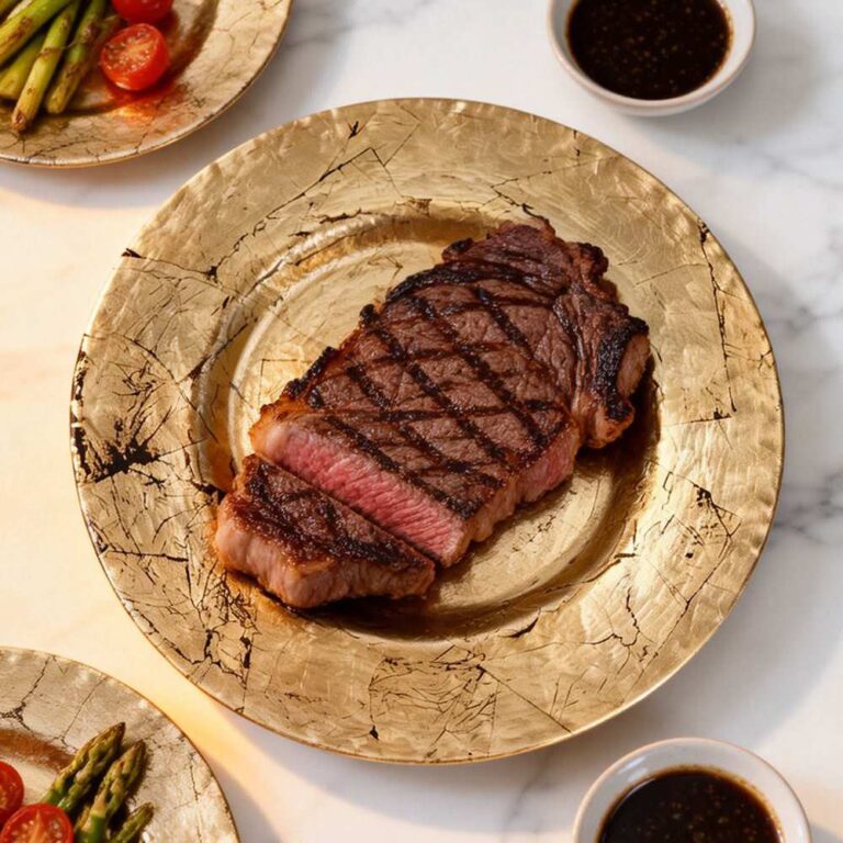 Vintage Gold Crackle Art Glass Charger Plate