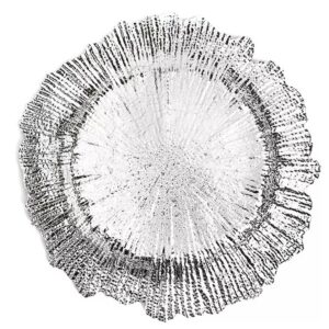 Luxury Tree-Textured Flower Shaped Glass Charger Plate