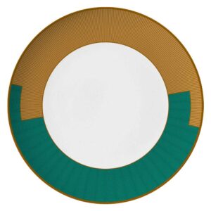 Art Deco Style Green & Gold Geometric Bone China Dinnerware Set