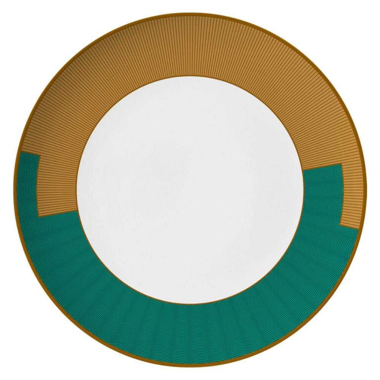 Art Deco Style Green & Gold Geometric Bone China Dinnerware Set