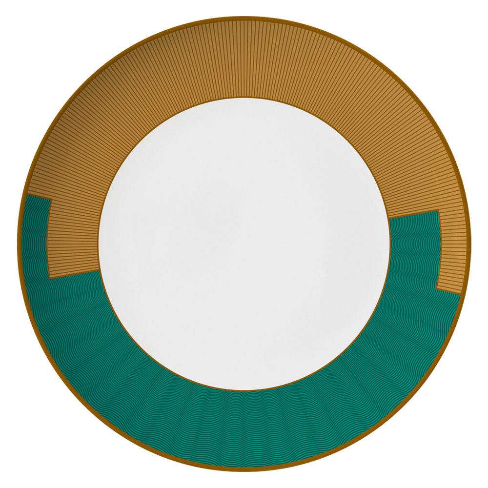 Art Deco Style Green & Gold Geometric Bone China Dinnerware Set 