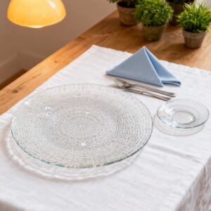 Luxury Gold-Plated Water Ripple Glass Charger Plate