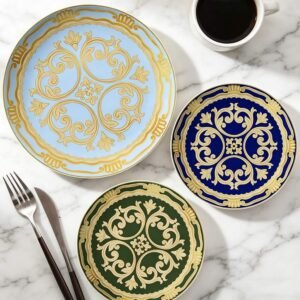 Vintage Royal Dark Green Gold Rimmed Bone China Dinnerware Set