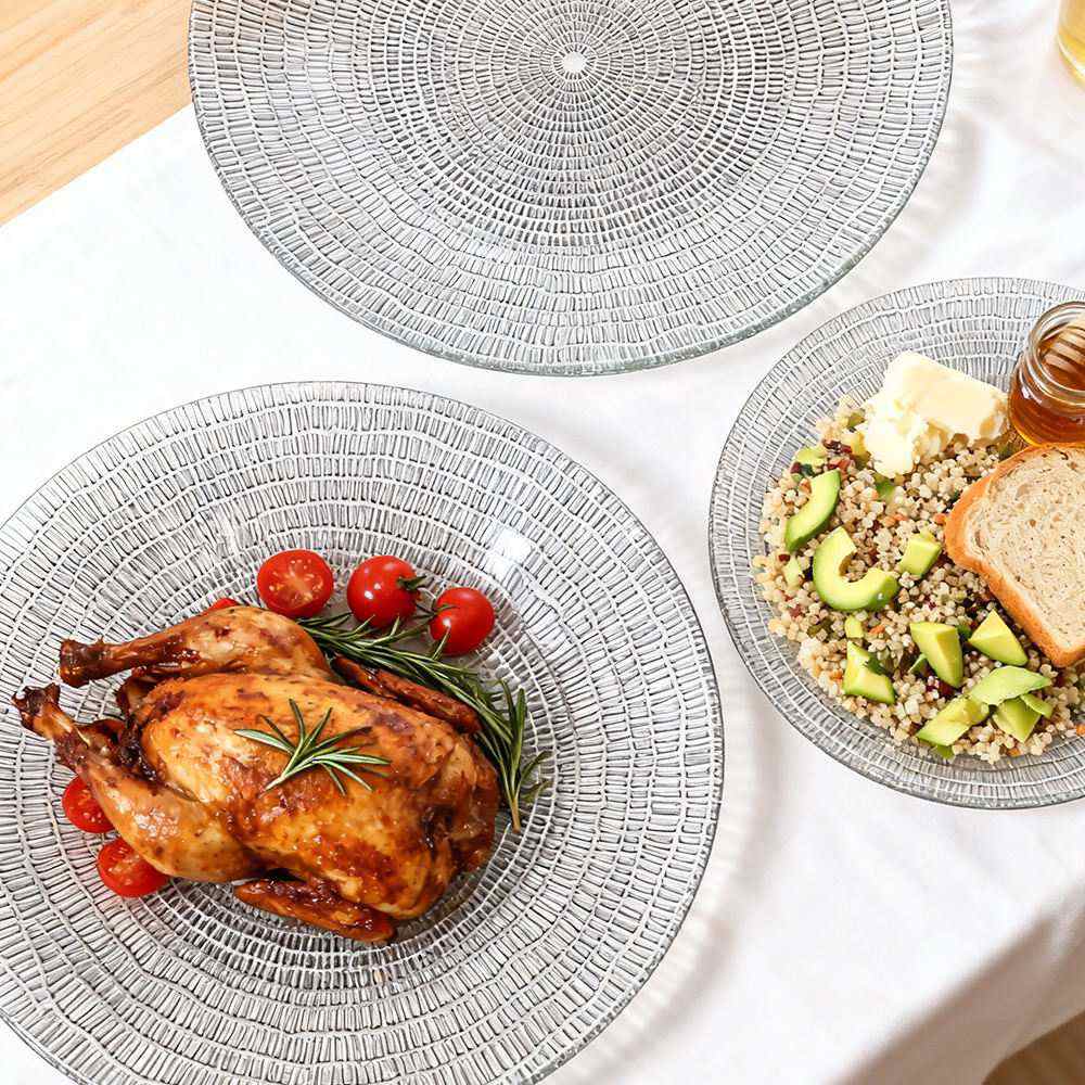 Luxury Gold Plated Mosaic Texture Glass Charger Plate