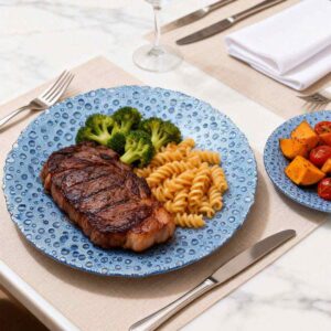 Dreamy Water Blue Hammered Glass Charger Plate