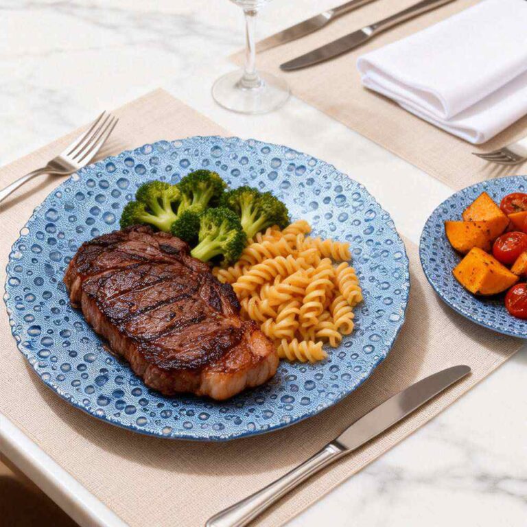 Dreamy Water Blue Hammered Glass Charger Plate