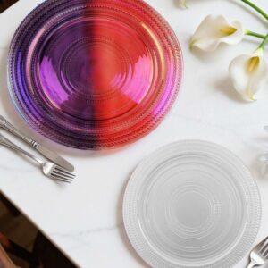 Luxury Concentric Beaded Pattern Clear Glass Charger Plate