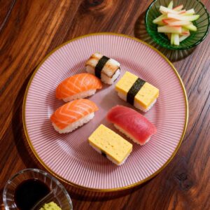 Luxury Pink Gold Rimmed Sunburst Glass Charger Plate