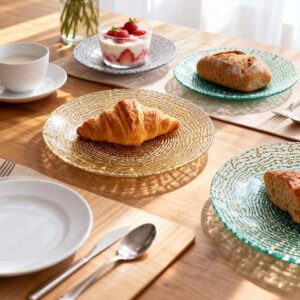 Luxury Gold-Plated Water Ripple Glass Charger Plate