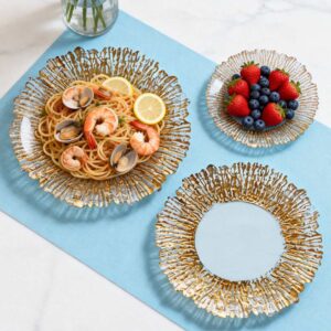 Luxury Gold Plated Coral Texture Glass Charger Plate