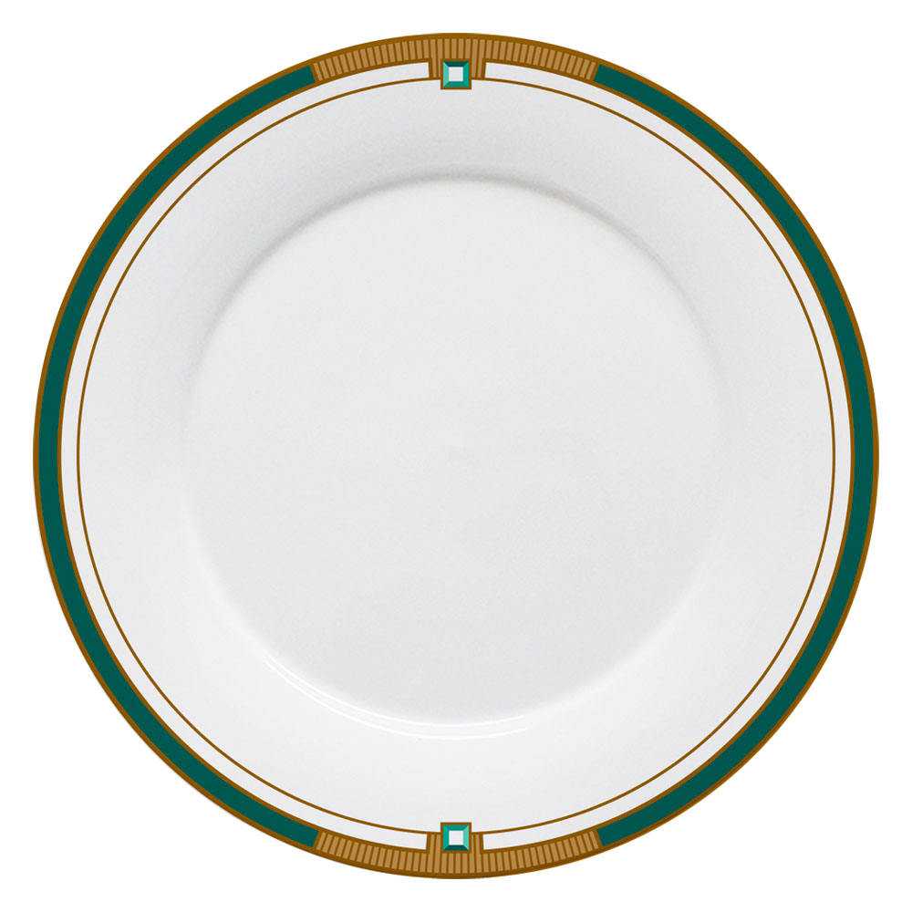 Art Deco Style Green & Gold Geometric Bone China Dinnerware Set 