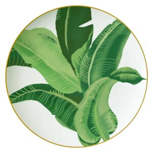 Luxury Tropical Banana Leaf Gold Rimmed Bone China Dinnerware Set
