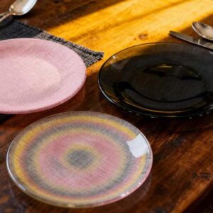 Luxury Haze Blue Cross Woven Texture Glass Charger Plate