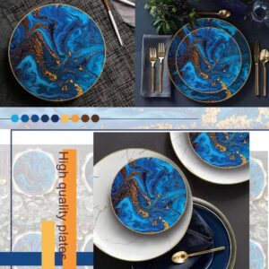 Luxury Gold Flow Blue Bone China Dinnerware Set