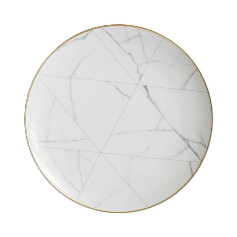 Luxury Marble Patterned Gold Rimmed Bone China Dinnerware Set