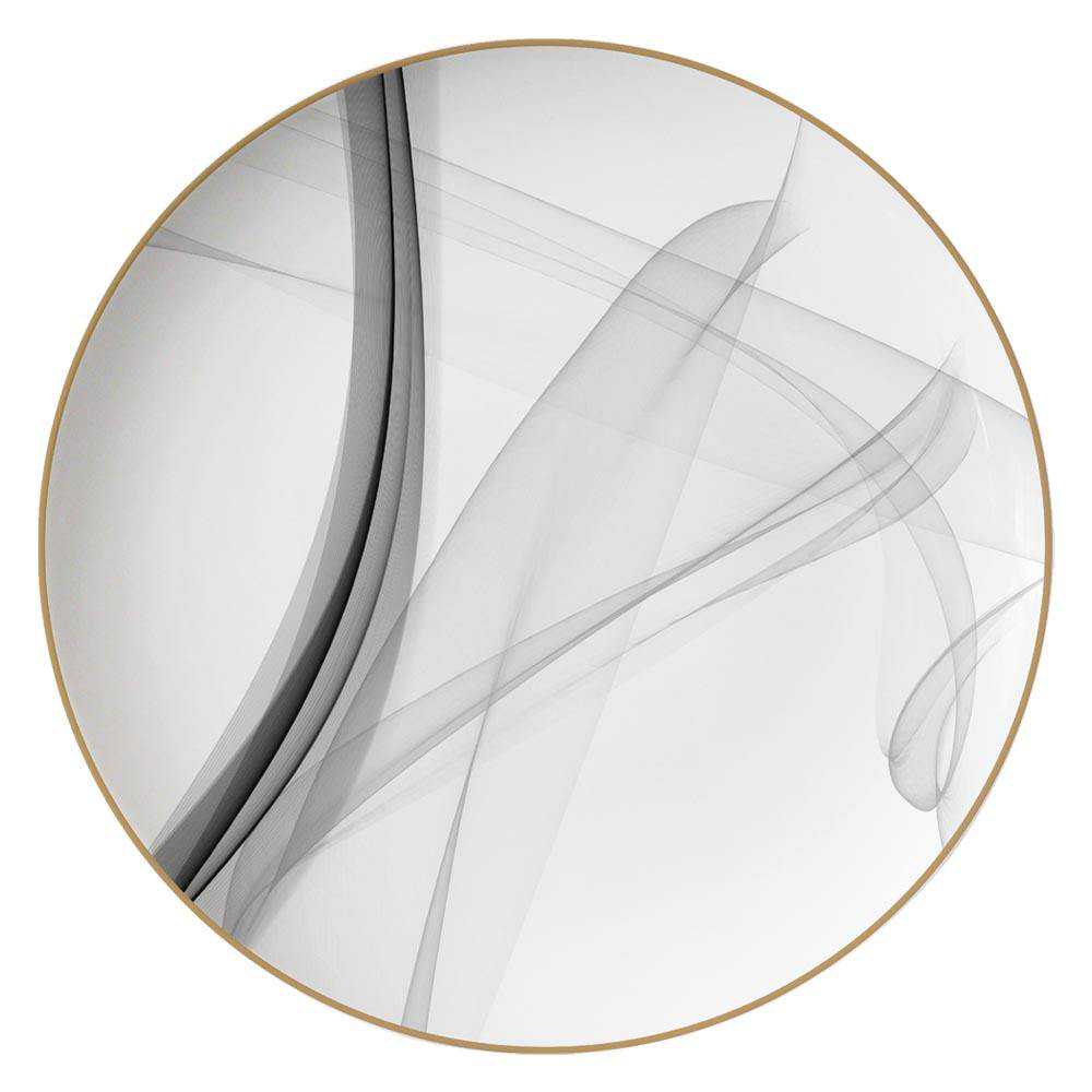 Modern Art Smoke Pattern Gold-Rimmed Bone China Dinnerware Set