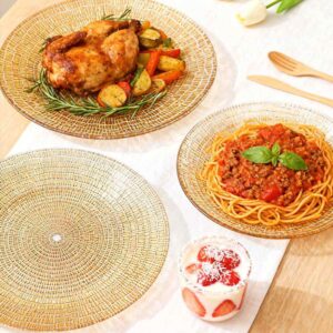 Luxury Gold Plated Mosaic Texture Glass Charger Plate