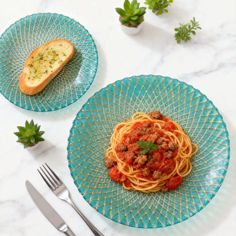 Luxury Gold Rimmed Radial Diamond Glass Charger Plate