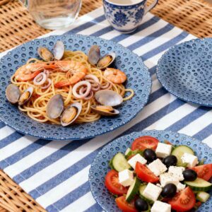 Dreamy Water Blue Hammered Glass Charger Plate