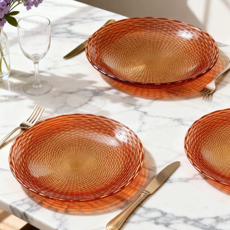 Warm Brown Woven Texture Glass Charger Plate