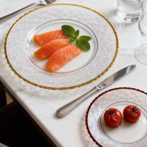 Luxury Gold Rimmed Starburst Pattern Glass Charger Plate