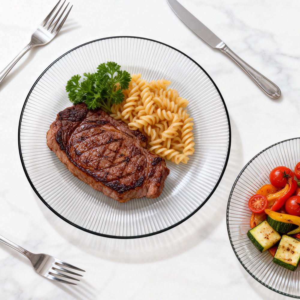 Luxury Pink Gold Rimmed Sunburst Glass Charger Plate