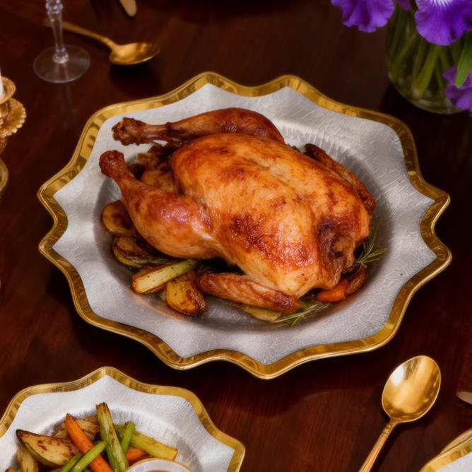 Luxury Gold Rimmed Wavy Edge Glass Charger Plate