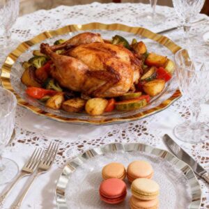 Luxury Gold Rimmed Wavy Hammered Glass Charger Plate