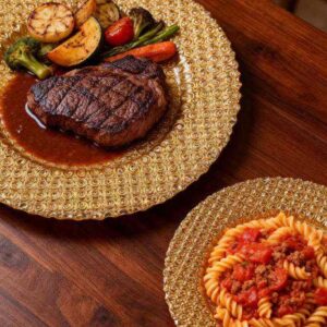 Luxury Full Gold Beaded Glass Charger Plate